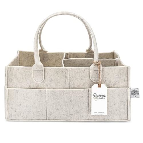 Parker Baby Diaper Caddy - Nursery Storage Bin and Car Organizer for Diapers and Baby Wipes - White, Large