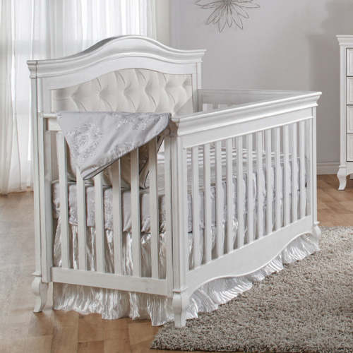 Pali Diamante Collection Forever Crib in Vintage White  - Beige Fabric