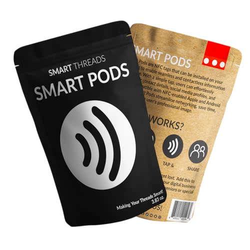 Smart POD - Wear Your Digital Dot Business Card | Website Link | Google Review Link | TAP N' Share NFC - iPhone & Android (Black, 5 Pack)