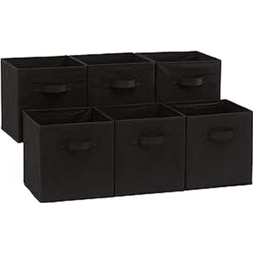 Fabric Storage Cubes - Black, 11-inch, Pack of 6
