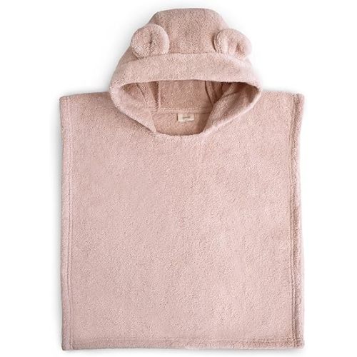 mushie Poncho Towel for Toddlers and Kids (Blush) | Organic Terry Cotton | Ages 1-3 Years