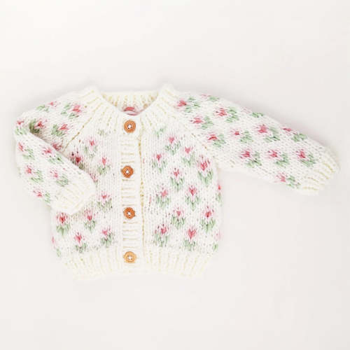 Bitty Blooms Cardigan Knit Sweater, Blush