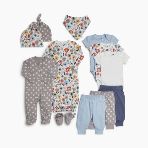 Small Story 12-Piece Essentials Layette Set - Dusty Floral, 0-3 M