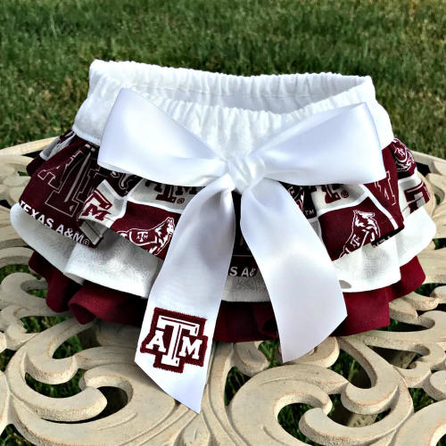 Texas A&M Ruffled Diaper Cover-Baby Bloomers-Aggies-Game Day Outfit-Newborn Photo Prop-Birthday Outfit-Cake Smash Outfit