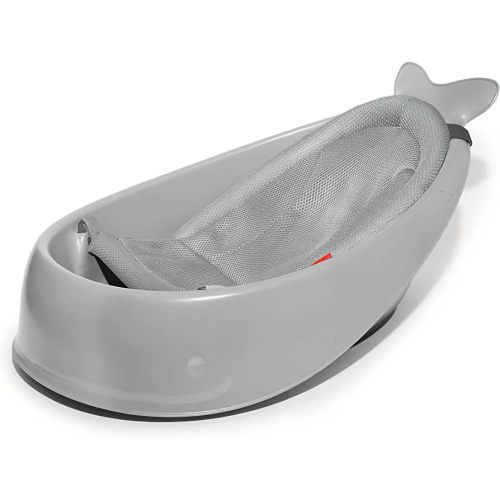 Skip Hop Baby Bath Tub, 3-Stage Smart Sling Tub, Moby, Grey