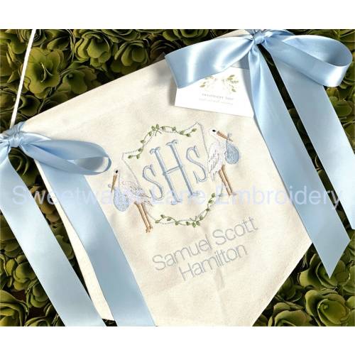 Custom Baby Banner with STORKS Baby Banner, Welcome Banner, Hospital Door Sign, Baby Shower