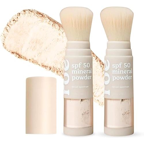 Roe Wellness- SPF 50 Powder Sunscreen Mineral-Based, Non-Toxic Brush-on For Kids, Adults & Babies | For Scalp, Face & Body (Reef Safe)(2Pack)