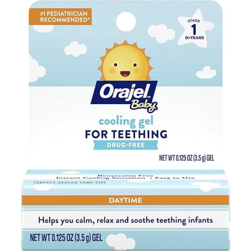 Orajel Non-Medicated Cooling Teething Gel, Daytime, 0.125 Ounce