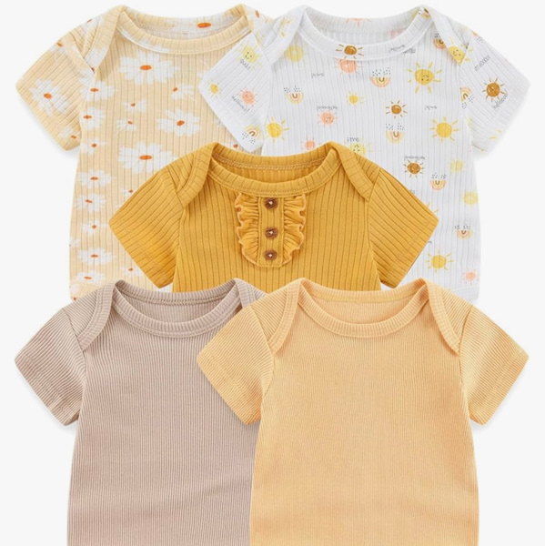 Baby Bodysuits Ribbed Mix Summer Newborn Boy Girl Clothes 5-pack