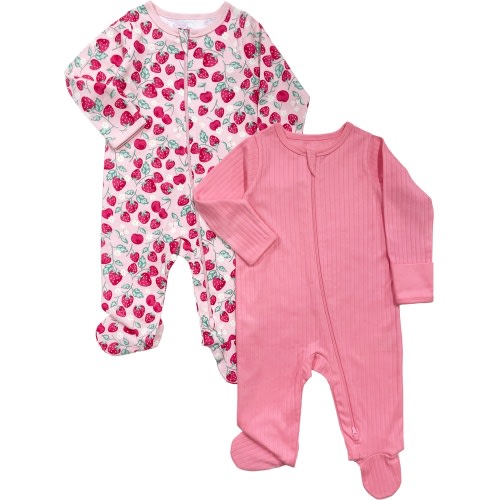 Wonder Nation Baby Gender Neutral Zip Front Footed Sleep N Play Pajamas, 2-Pack, Sizes Preemie-6/9 Months
