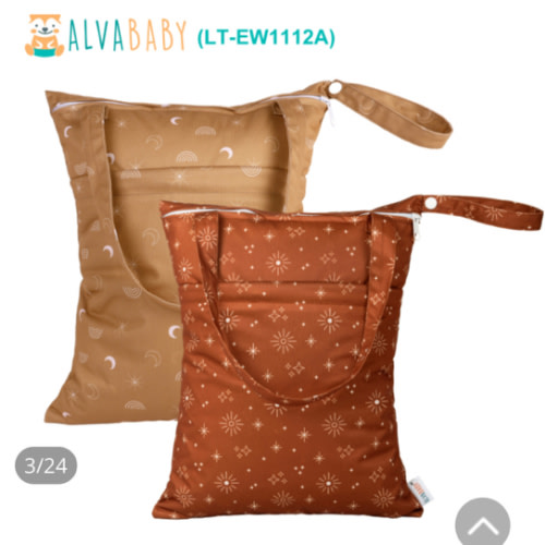 2-Pack Waterproof Wet Dry Bags – Reusable Cloth Diaper Bags with Dual Zipper Pockets for Travel, Beach, Pool, Gym & Dayc