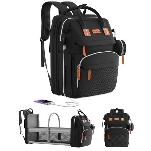 ISMGN Diaper Bag Backpack with Changing Station, Large Diaper Bag, Baby Bag, Multifunctional Diaper Bag, Black