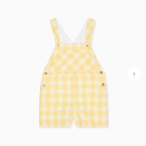 Yellow Gingham Ringo Baby Dungarees | Baby Outfits | La Coqueta Kids