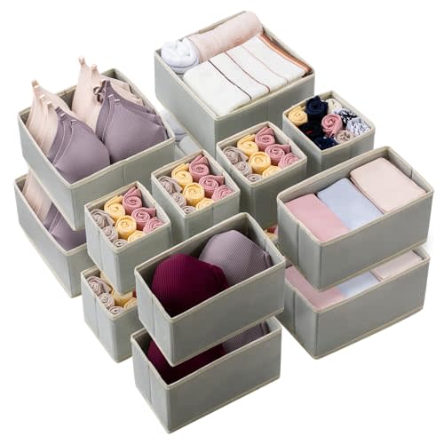 Kootek 16 Pack Drawer Organizer Clothes, Dresser Drawer Organizers for Clothing Fabric Foldable Closet Organizers and Storage Bins for Baby Clothes, Nursery, Underwear, Bras, Socks