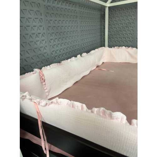 Muslin ruffled cover only 10" height long pillow headboard bed bumper toddler Montessori twin guard safety cushion case full size