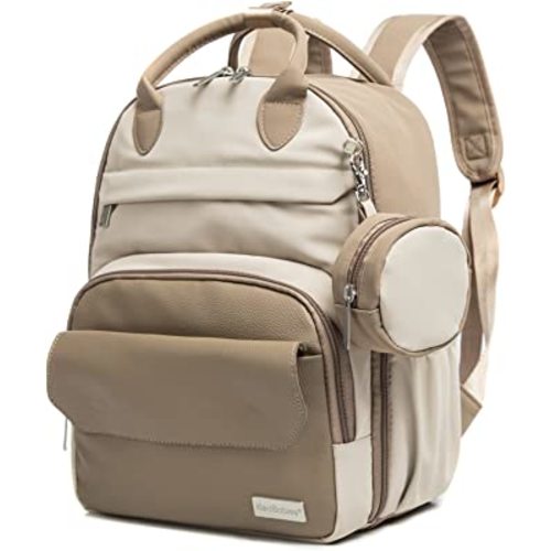 Diaper Bag Backpack - Multifunctional Travel Diaper Back Packs, Maternity Baby Changing Bags, Compact 12L Capacity, PU Leather, Waterproof, Unisex, Stylish Nappy Bag, Diaper Changing Pad