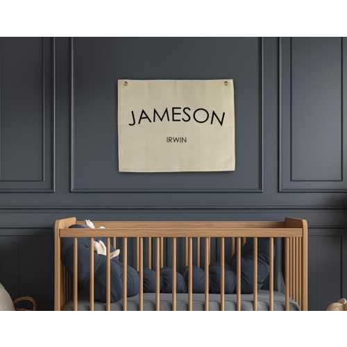 Baby Name Flag Canvas Flag Nursery Kids Room Name Sign Custom Boy Nursery decor Name Banner Wall Decor Baby Brother Room Decor Navy Boy