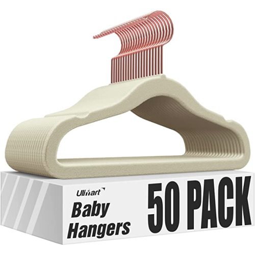Ulimart Velvet Baby Hangers (11.4 Inch-50 pcs),Baby Clothes Hangers Ideal for Everyday Standard Use,Baby Hangers for Closet,Durable Infant/Toddler Hangers Ivory Hangers