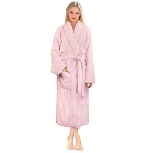 PAVILIA Premium Womens Plush Soft Robe Fluffy Warm, Fleece Faux Shearling Shaggy Bathrobe Light Pink, Small-Medium