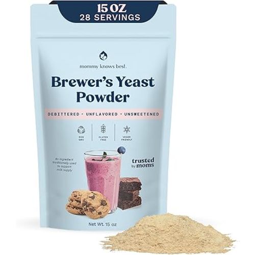 Brewer's Yeast Powder for Lactation Support for Breastfeeding | Mild-Tasting, Debittered, Delicious in Lactation Cookies, Smoothies, Lactation Recipes, Gluten-Free by Mommy Knows Best, 15 oz