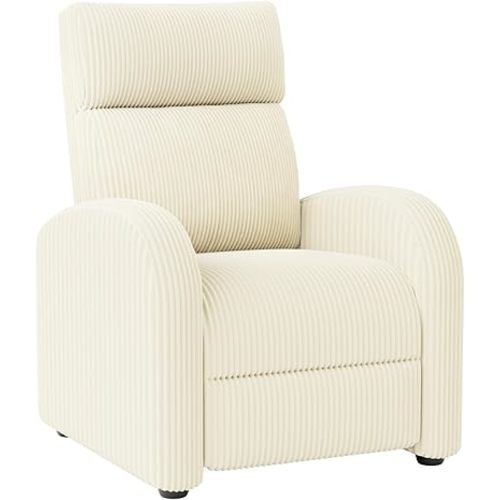 JUMMICO Recliner Chair Adjustable Home Theater Single Recliner Sofa Furniture with Thick Seat Cushion and Backrest Modern Living Room Recliners (Corduroy, Beige)