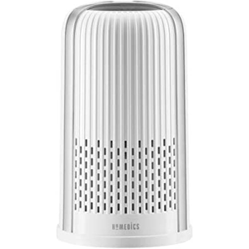 HoMedics TotalClean 4-in-1 Tower Air Purifier, 360-Degree HEPA Filtration for Allergens, Dust and Dander with Ionizer for Home, Office and Desktop, Night-Light and Essential Oil Aromatherapy (White)