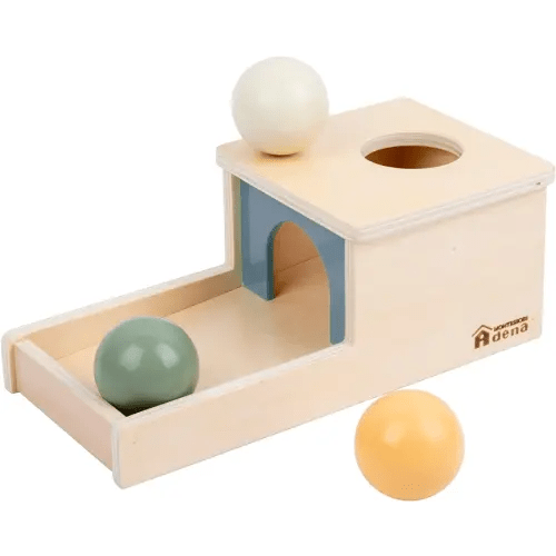 Adena Montessori Object Permanence Box with Tray Three Wooden Balls Montessori Toys for 6-12 Months Baby