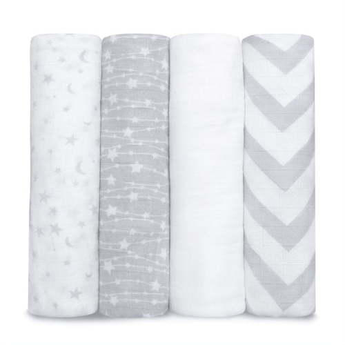 Comfy Cubs Muslin Swaddle Blankets - Neutral Receiving Blanket, Wrap for Boys & Girls (Grey)