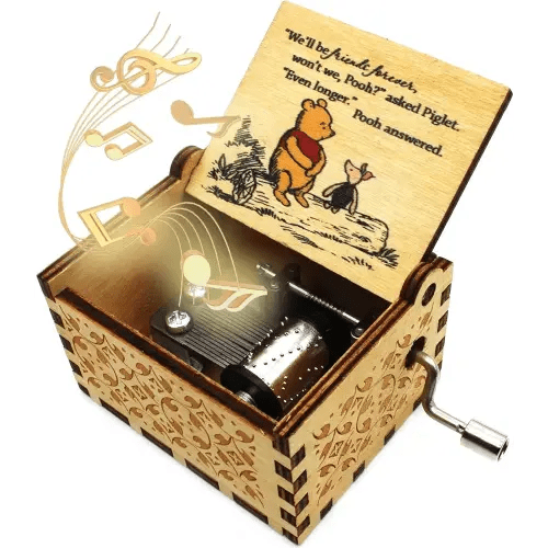 ukebobo Wooden Music Box - The Pooh Saying Music Box, Gift for Friend, Cousins, BFF, New Year's Gifts- 1 Set