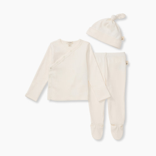 Burt's Bees Baby Ribbed Take Me Home 3 Piece Set - Eggshell, Newborn