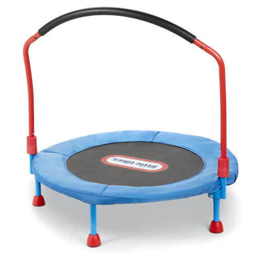 Little Tikes 3-Foot Kids Trampoline with Hand Rail, Indoor Use, Weight Limit for Toddlers and Children, Easy Store, Blue