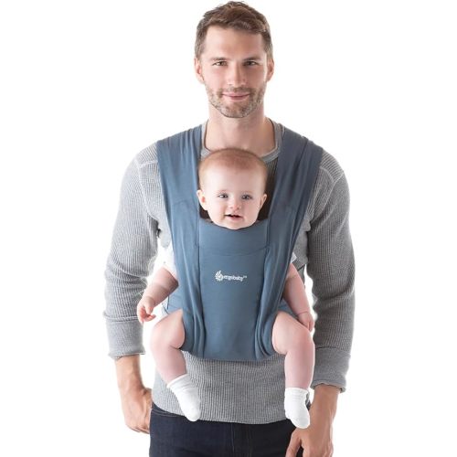 Ergobaby Embrace Baby Carrier Newborn to Toddler - Lightweight Ergonomic Baby Carriers - Cozy Essentials (7-25 Pounds), Ponte Knit, Oxford Blue
