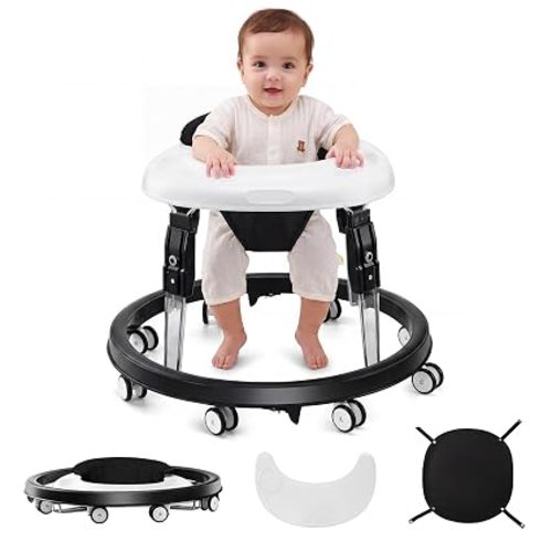 Baby Walker with Wheels, One-Touch Folding, Height Adjustment Baby Walkers