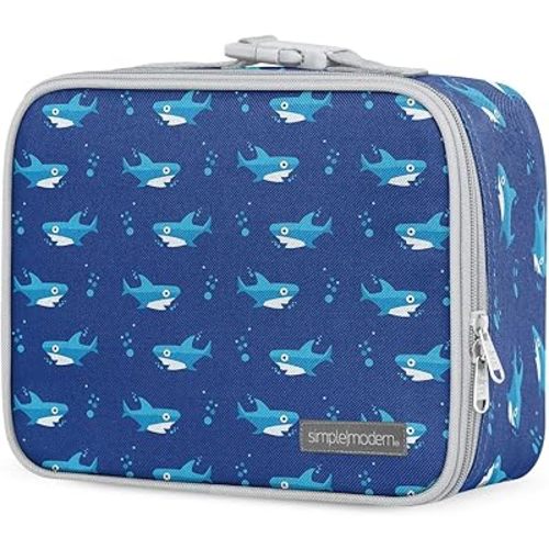 Simple Modern Kids Lunch Box for School | Reusable Insulated Lunch Bag for Toddler, Girl, and Boy | Meal Containers with Exterior & Interior Pockets | Hadley Collection | Shark Bite