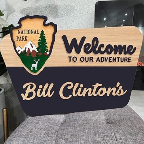 Personalized Wedding Gift National Park Service Welcome Sign,Custom National Park Sign,Welcome to Our Adventure Sign,Wedding Sign, camp wedding, Hiker Gift, Nature Lover, Anniversary, park theme