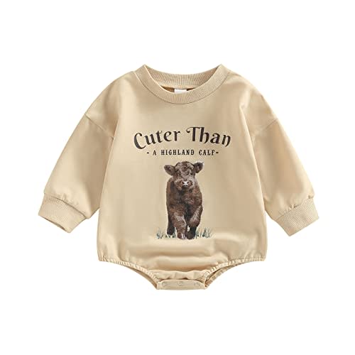 Kayotuas Western Baby Boy Girl Clothes Sweatshirt Romper Cow Print Long Sleeve Bodysuit Oversized Sweater Spring Fall Outfits