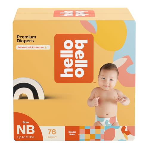 Hello Bello Premium Newborn Diapers, Honeysuckle Designs, 76ct Club Box, Hypoallergenic and Extra Absorbent