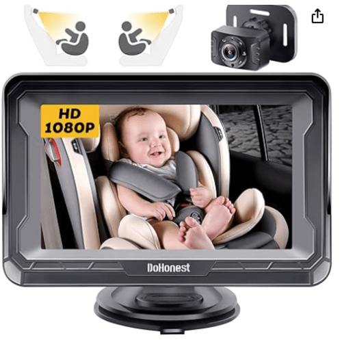 DoHonest Baby Car Camera HD 1080P - Rear-Facing Car Baby Monitor with Night Vision, Adjustable View Angle, Easy Setup, Anti-Glare Display, Safety for Kids & Infants