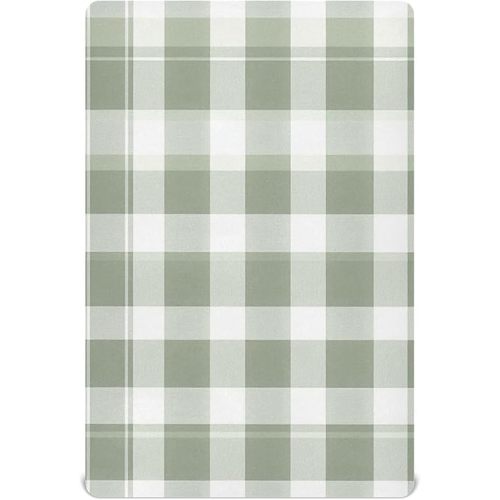 Caikeny Fitted Crib Sheet Sage Green Plaid 52 X 28 in