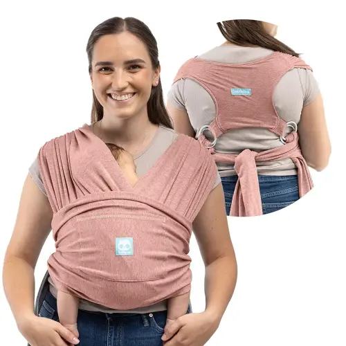 Cuddlebug CuddleCarry™ Hybrid Baby Wrap Carrier Light Easy Wear Infant Carrier, Front Carry, Adjustable Baby Wearing Wrap Newborn - Toddler, Stretchy Ergonomic Hands-Free Design, 0-36m (8-35 lbs) Pink