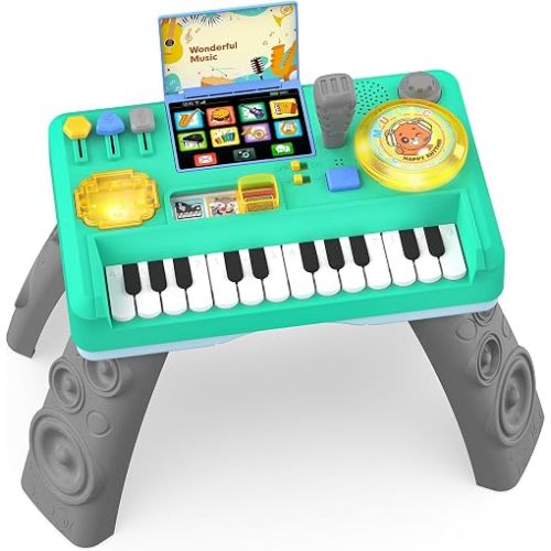 Baby DJ Table for Toddler 1-3, Musical Toys Baby Piano with Music & Light Toddler Activity Table Toys for 1 2 Year Old Boy Girl Educational Learning Music Instruments Infant First Birthday Gifts