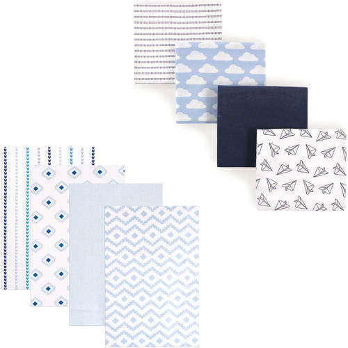 Hudson Baby Boys' Flannel Receiving Blanket, 8-Pack, Choose Your Color