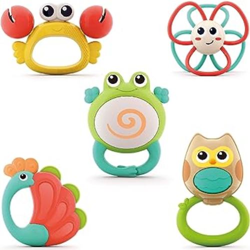 Baby Rattle Toy Set, Infant Grab Shake Rattles, Easy Hold Sensory Teether, Babies Development Learning Music Toy, Newborn Shower Birthday Christmas Gift 1 2 3 4 5 6 7 9 10 12 Month Boy Girl