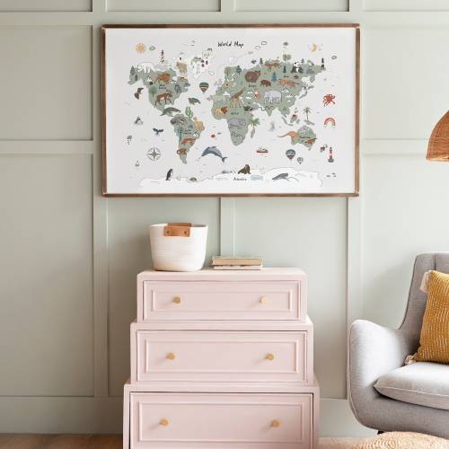 Animal Themed Kids World Map Art | Kids Room World Map Wall Decor | Animal Themed Room | Zoo Themed Map | 411