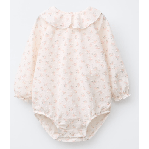 FLORAL PRINT DOTTED MESH BODYSUIT - Pastel pink | ZARA United States