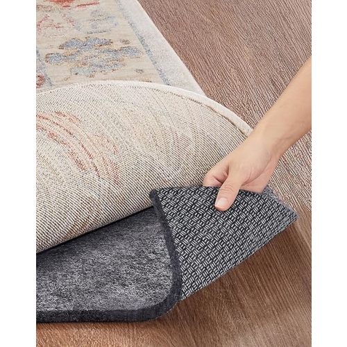 Veken Non Slip Cushioned Rug Pad Gripper 8 x 10 Ft, Felt and Silicone Backing, 1/4 inch Thick Carpet Liner for Hardwood Floors and Finishes, Under Area Rugs Anti Skid Mat, Keep Rugs Safe and in Place