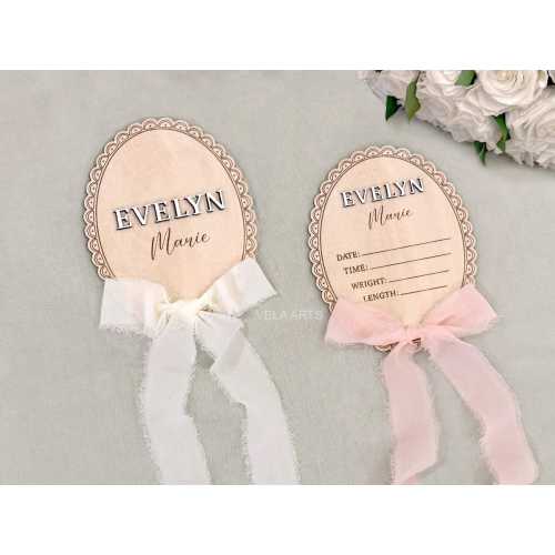 Baby Girl Name Announcement Sign, Wooden Birth Stat Sign, Nursery Decor