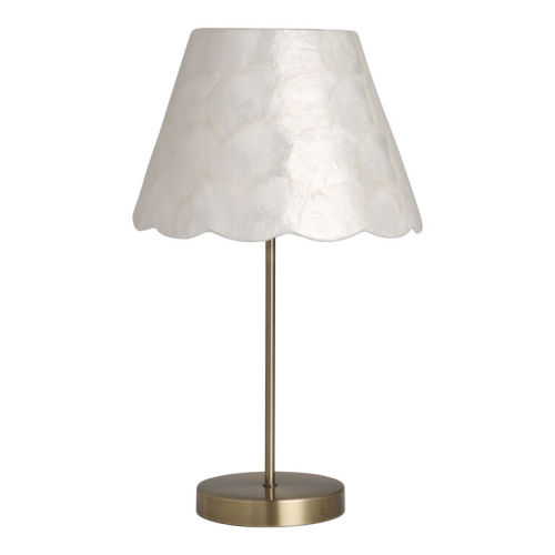 Natural Capiz and Gold Metal Scalloped Table Lamp