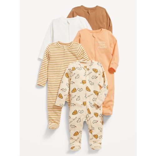 Unisex 2-Way-Zip Footie Sleep Set 5-Pack