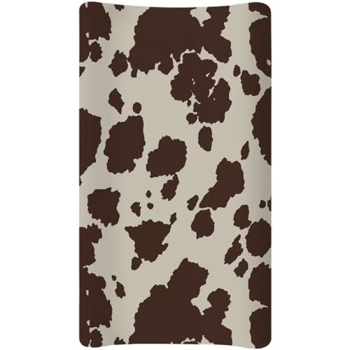 Cow Print Changing Pad Cover Brown Diaper Changing Pad Cover Soft & Breathable Comfy Diaper Change Table Sheets Universal Fit Cradle Mattress Sheets for Baby Girls Boys